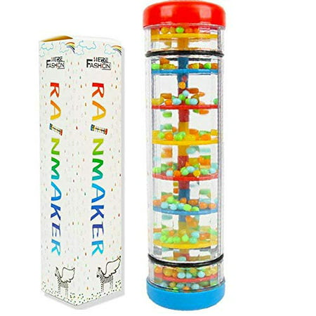 Here Fashion 8 Beaded Raindrops Rainmaker Rattle Toddler Musical Toy for Preschool Kid or for Teaching